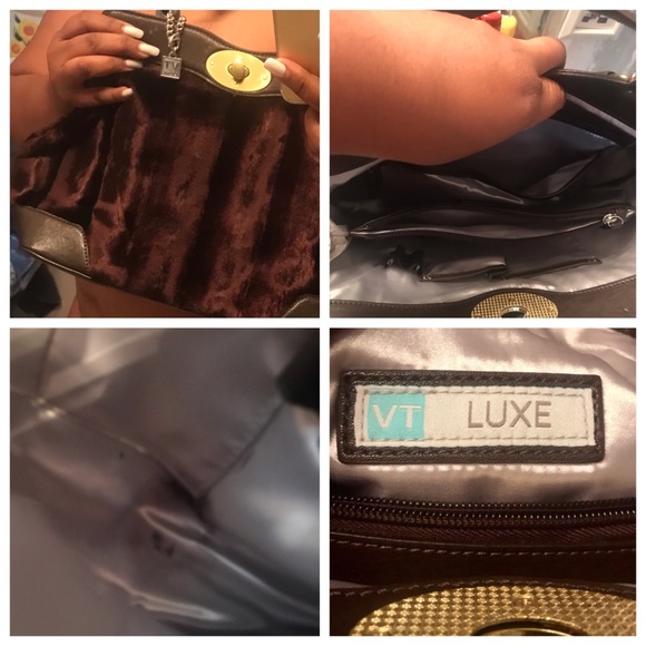 Luxurious VT Luxe Crushed Brown Velvet Handbag - Picture 8 of 8